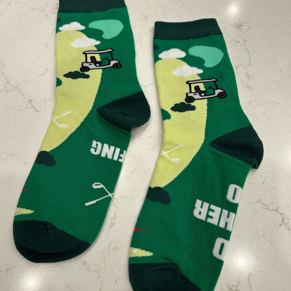 Green Golf Themed Socks